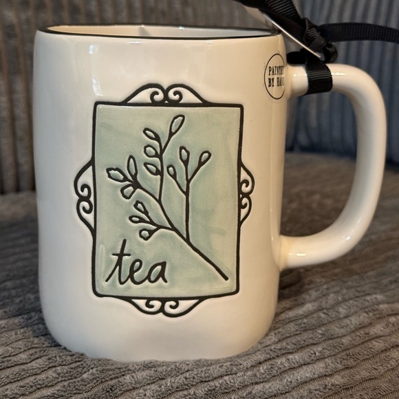 Rae Dunn Cream Mug with Green Tea Design - Picture 2 of 6